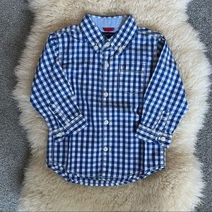 Tommy Hilfiger Baby Boy Blue White Checkered Button Down Size 18 months